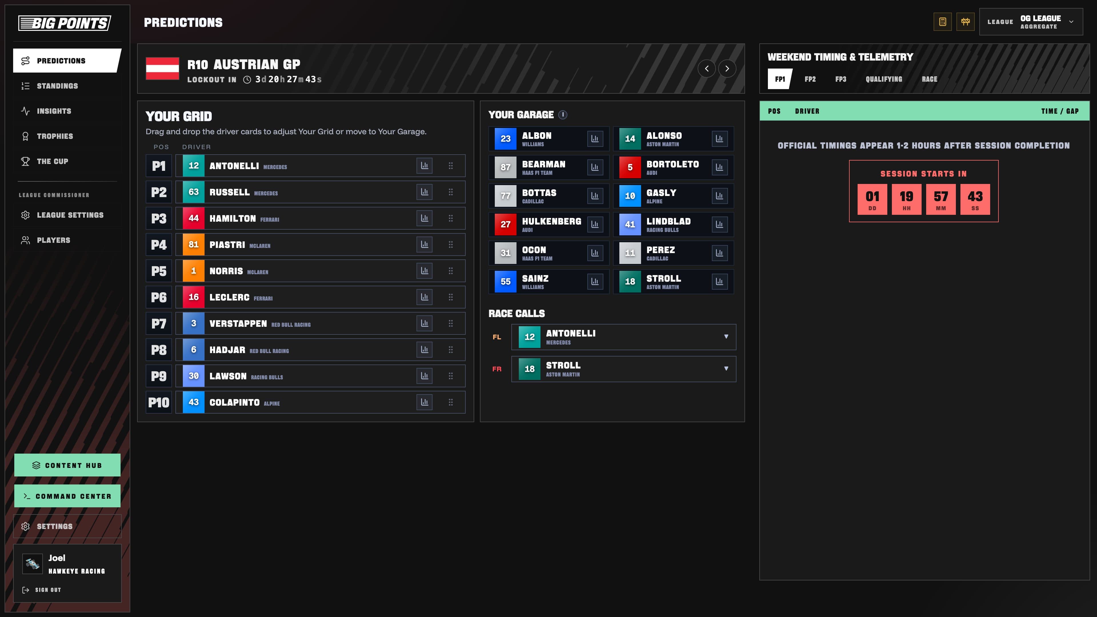 Big Points - your grid prediction for the next race
